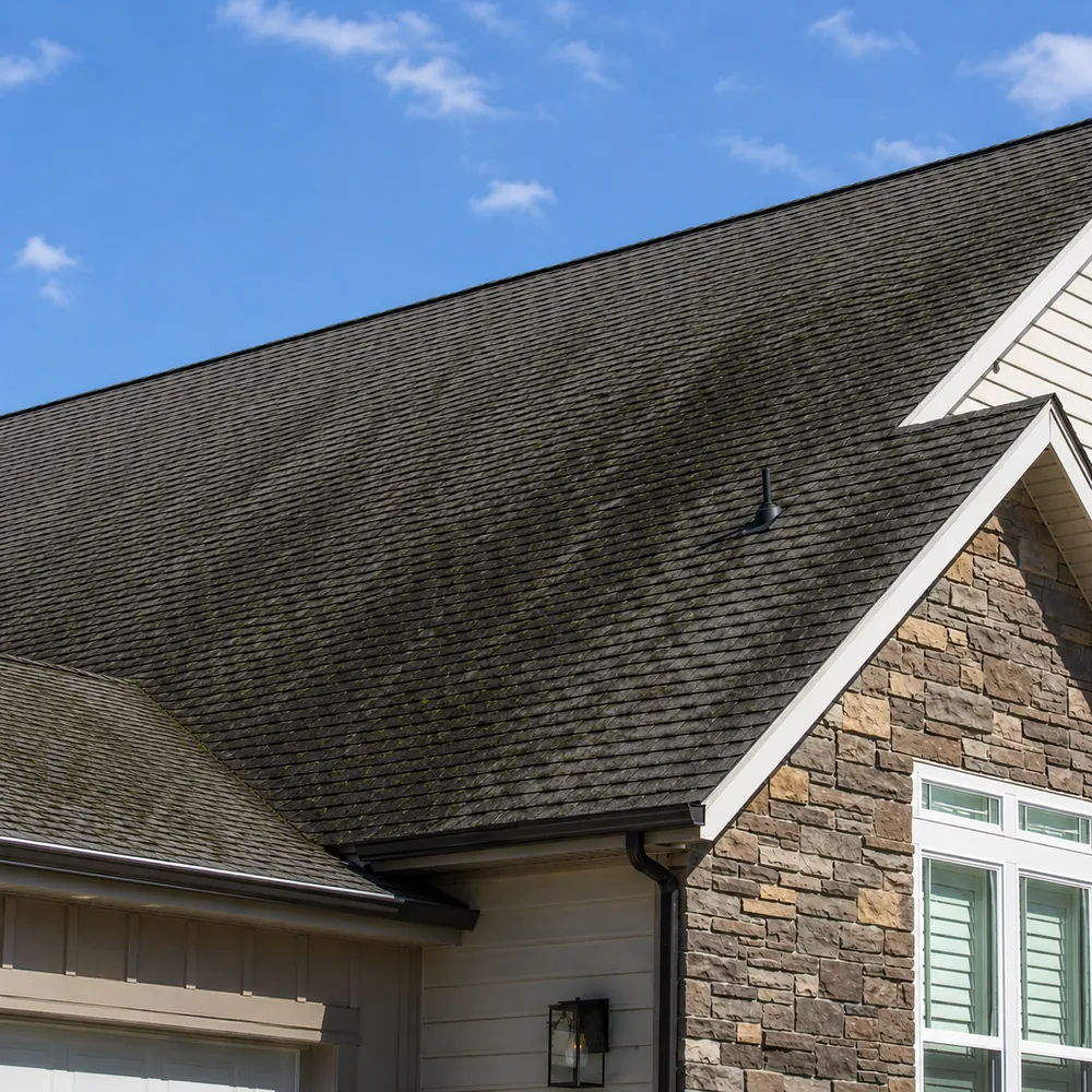 Asphalt shingle roof treatment, before