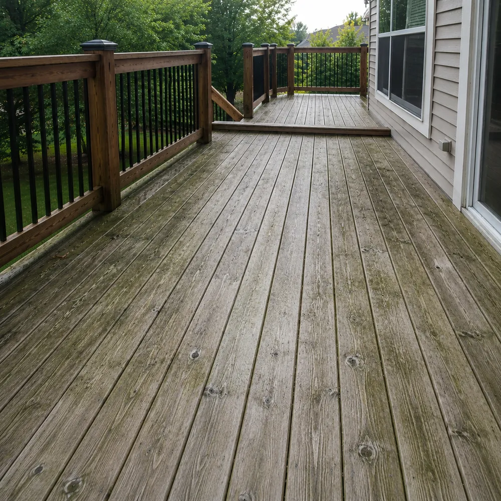 Wood deck and fence restoration wash, before