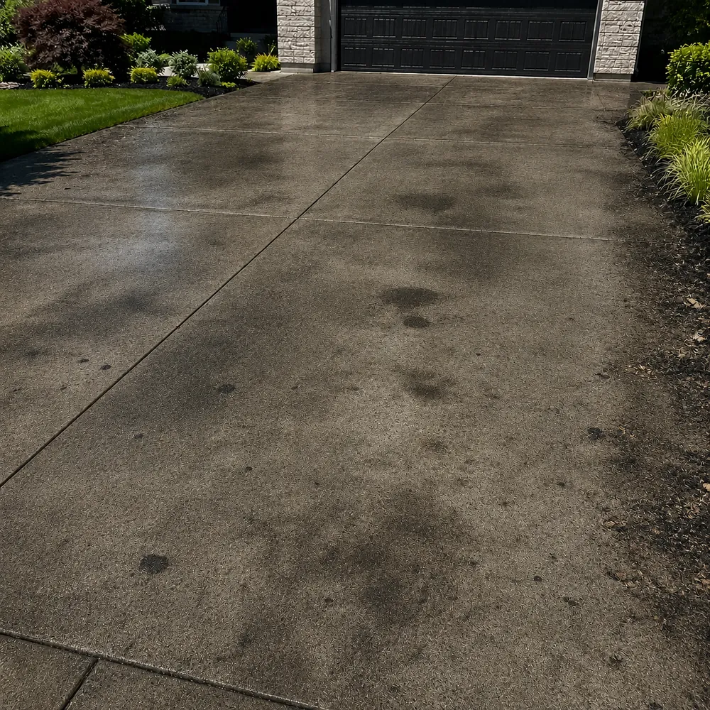 Concrete driveway surface clean, before