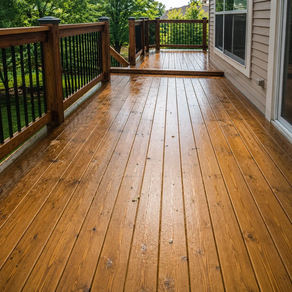 Wood deck and fence restoration wash, after